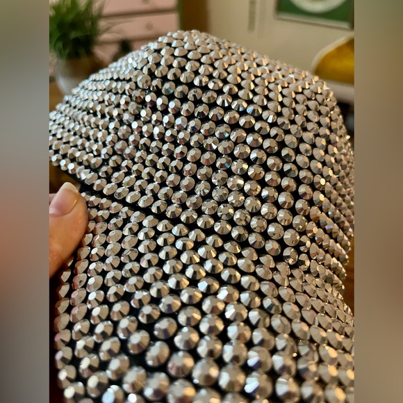 Full Bling! Silver Rhinestone Studded Baseball Cap - Adult OSFM - Picture 6 of 9